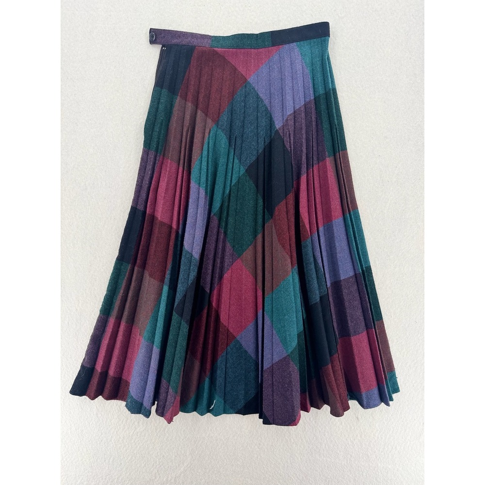 Retro Vintage Space Legs Wool Pleated Midi Skirt Union Made Womens Preppy